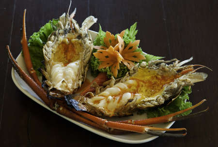 grilled giant freshwater prawnの写真素材