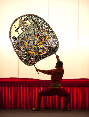 RATCHABURI, THAILAND - SEPTEMBER 19 : Nang yai Thai traditional shadow puppet at Wat Khanon Temple...