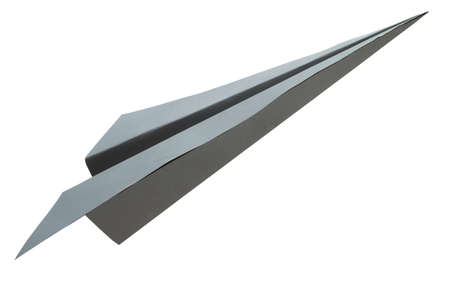 Origami gray paper airplane on white backgroundの写真素材
