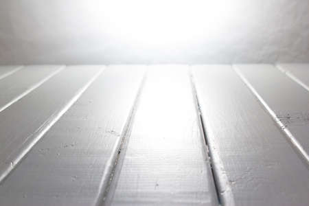 White wood Background with morning lightの写真素材