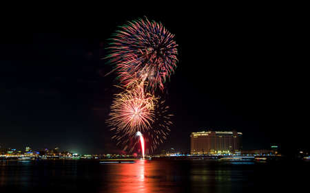 PHNOM PENH, CAMBODIA - NOVEMBER 26 : Fireworks at Water festival on November 26, 2015 in Phnom Penh, Cambodia.のeditorial素材