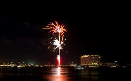 PHNOM PENH, CAMBODIA - NOVEMBER 26 : Fireworks at Water festival on November 26, 2015 in Phnom Penh, Cambodia.のeditorial素材