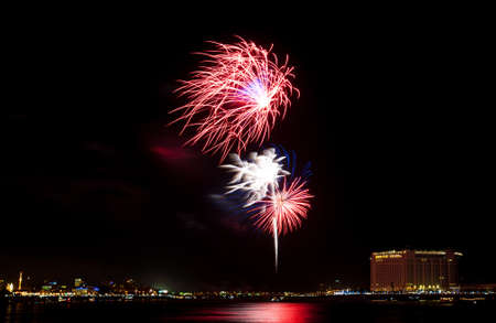 PHNOM PENH, CAMBODIA - NOVEMBER 26 : Fireworks at Water festival on November 26, 2015 in Phnom Penh, Cambodia.のeditorial素材