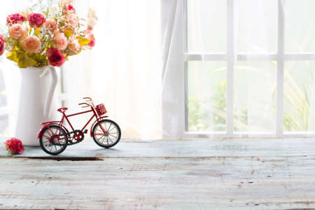 close-up look at wooden with morning brightの写真素材