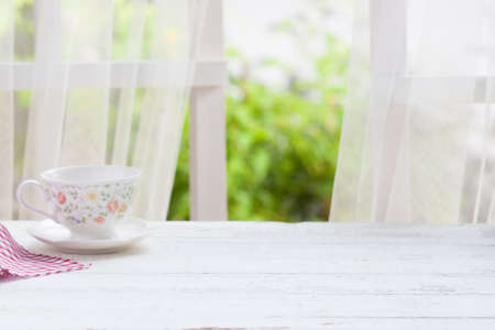 Wooden over summer window backgroundの写真素材