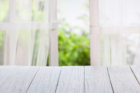 Wooden over summer window backgroundの写真素材