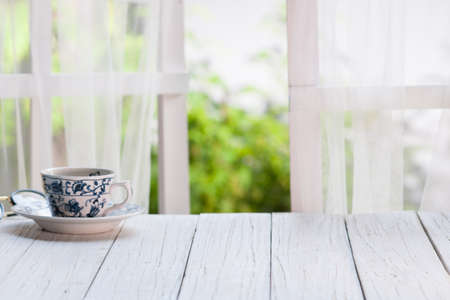 Wooden over summer window background