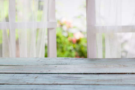 Wooden over summer window backgroundの写真素材