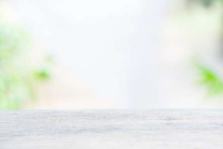 Wood table top on natural blurred backgroundの写真素材
