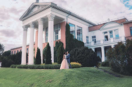 Beauty wedding in nature. Groom and bride.の写真素材