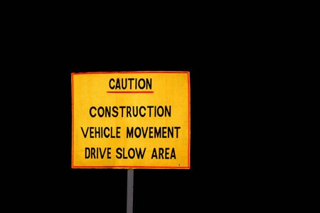 A traffic sign for construction work.の写真素材