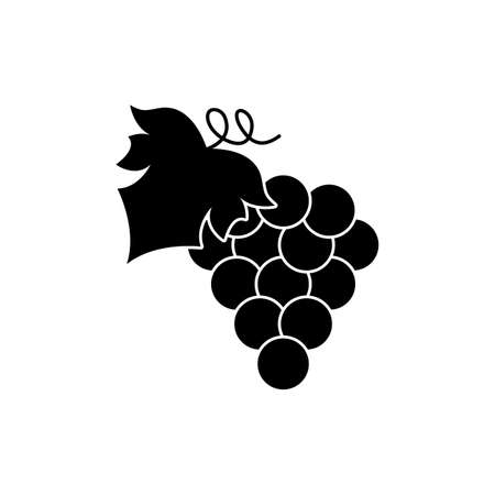 Fresh grape bunch solid black icon. Vector EPS 10. Simple fruit symbol on white. Isolated pictogram. Trendy flat sign. Used for single illustration,   mobile, app, design, web, dev, ui, ux, gui.のイラスト素材