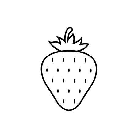 Garden strawberry fruit icon. Vector EPS 10. Outline illustration in black. Isolated symbol on white background. Can be used for any platform or purpose dev, app, design, web, ui, ux, gui.のイラスト素材