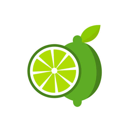 Lime lemon fruit vector color icon. EPS 10. Citrus sour vitamin illustration. isolated on white. Refresh symbol. For topics like freshness, detox, brochures, banner, restaurant menu and marketのイラスト素材