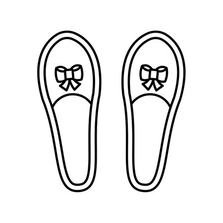 House slippers vector icon outline black EPS 10. Womens shoes illustration... Flat outline sign.. Shop online concept. Female casual wardrobe symbol. home quietness style. isolated on whiteのイラスト素材