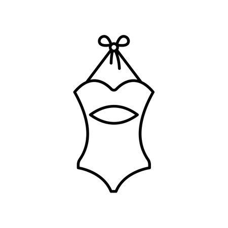 Women's vector one-piece swimsuit icon. EPS 10....Isolated on white background.. Swimming concept...Outline swimwear....Women's clothing illustration. simple beachwear badge. Logo, app, emblem designのイラスト素材
