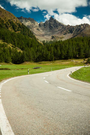 Bernina Mountain pass in Swiss Alps near St. Moritz, Grisons, Switzerlandの写真素材