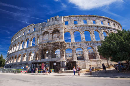 Ancient Roman Amphitheater and Church in Pula, Istria, Croatia