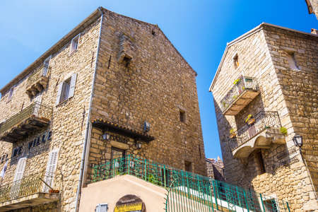 SARTENE, CORSICA - August 29, 2016 - Old city center of Sartene town, Corsica, France, Europe.のeditorial素材