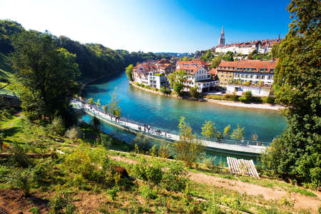 View of Bern old city center with river Aare. Bern is capital of Switzerland and fourth most populous city in Switzerland.のeditorial素材