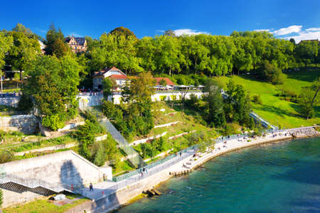 View of Bern old city center with river Aare. Bern is capital of Switzerland and fourth most populous city in Switzerland.のeditorial素材