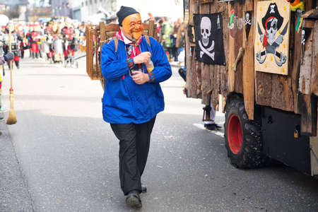 LUZERN, SWITZERLAND - Feb 26, 2017 - Traditional carnival parade of carnival masks in Luzern,...