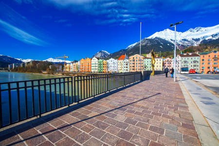 INNSBRUCK, AUSTRIA - March 11, 2017 - City scape in Innsbruck city center. It is capital city of Tyrol in western Austria, Europe.のeditorial素材