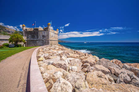 Museum Jean Cocteau in Menton city with coastline promenade, Mediterranean Coast, French riviera, France, Europe.のeditorial素材