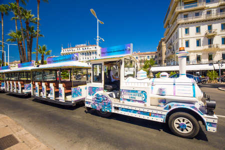 Train in Cannes city center, France, Europe.のeditorial素材
