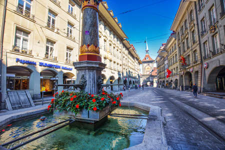 View of Bern old city center. Bern is capital of Switzerland and fourth most populous city in...