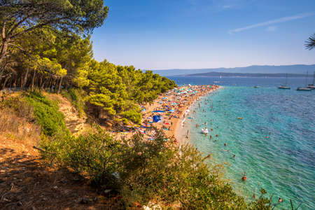 Famous Zlatni rat beach in Bol, Island Brac, Croatiaの写真素材