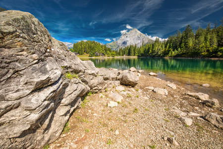Arnisee with Swiss Alps. Arnisee is a reservoir in the Canton of Uri, Switzerland, Europe.の写真素材