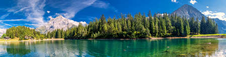 Arnisee with Swiss Alps. Arnisee is a reservoir in the Canton of Uri, Switzerland, Europe.