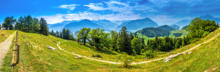 Swiss Alps near Burgenstock with the view of Vierwaldstattersee and Pilatus mountain, Switzerland, Europe.の写真素材