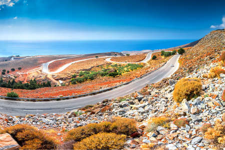 Road on Creta island, Greece, Europe.の写真素材