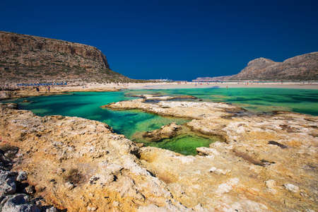 Balos lagoon on Crete island with azure clear water, Greece, Europe. Crete is the largest and most populous of the Greek islands.の写真素材