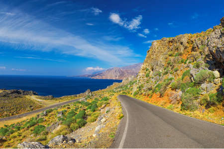 Road on Creta island, Greece, Europe.の写真素材