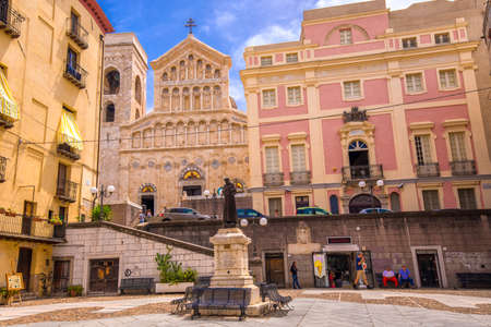 CAGLIARI, SARDINIA - July 2019 - Cagliari Cathedral in Cagliari old town, Sardinia, Italy, Europe.のeditorial素材