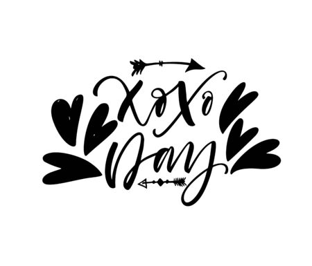 Xoxo day phrase. Lettering for Valentine's day. Ink illustration. Modern brush calligraphy. Isolated on white background.のイラスト素材