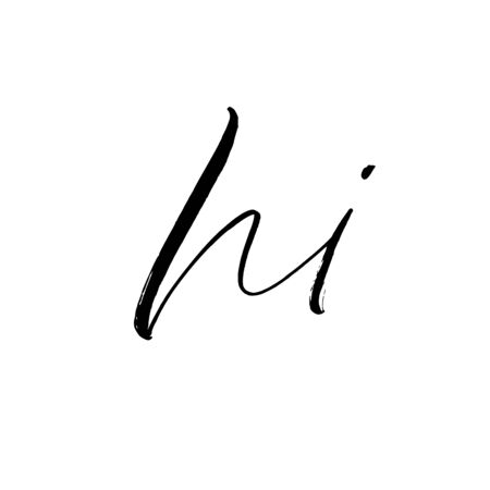 Hi phrase handwritten with brush. Vector modern brush calligraphy. Simple hello quote. Hand drawn ink illustration isolated on white background. Vector inscription for prints, cards, posters, textile etc.のイラスト素材