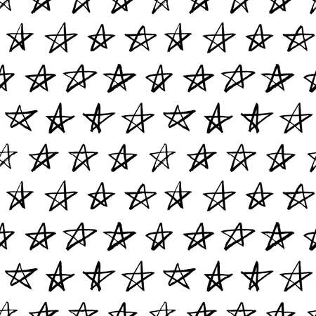 Star vector seamless pattern. Hand drawn doodle.のイラスト素材
