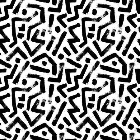Bold brush lines irregular maze seamless pattern.のイラスト素材