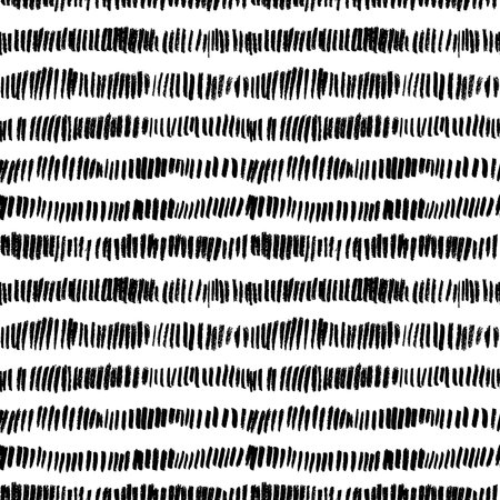 Vector black short grunge lines seamless pattern.のイラスト素材