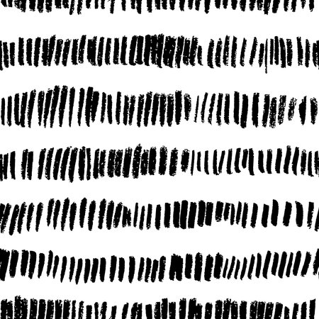 Vector black short grunge lines seamless pattern.のイラスト素材