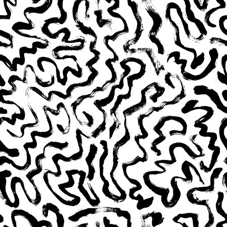 Black wavy organic rounded shapes seamless patternのイラスト素材