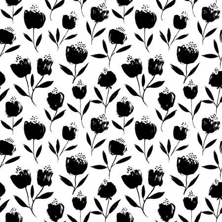 Vintage background with hand drawn small flowers.のイラスト素材