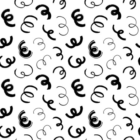 Random curved black lines and wavy brushstrokes.のイラスト素材
