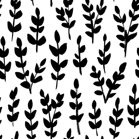 Hand drawn small leaves vector seamless patternのイラスト素材