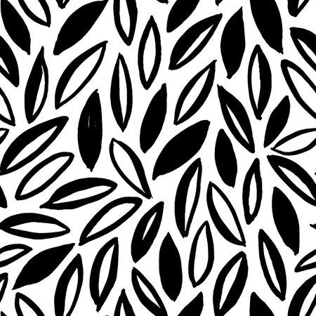 Black and white vector leaves seamless pattern.のイラスト素材