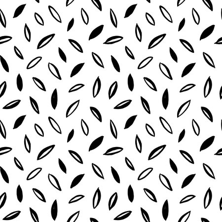 Black and white vector leaves seamless pattern.のイラスト素材